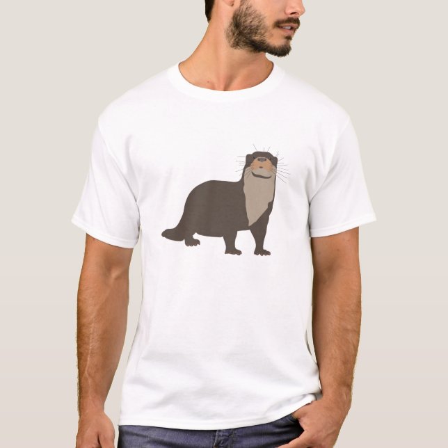Cute Otter Illustration T Shirt (Framsida)