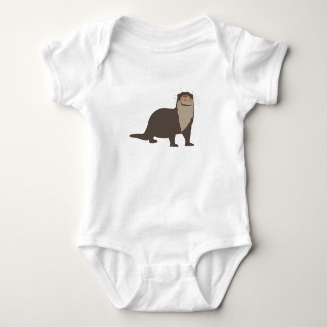 Cute Otter Illustration T Shirt (Framsida)