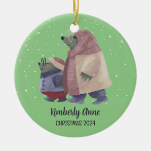 Cute Otter jul Animal Snowy Winter Helgdag Julgransprydnad Keramik