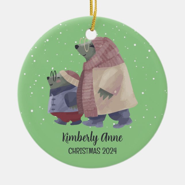 Cute Otter jul Animal Snowy Winter Helgdag Julgransprydnad Keramik (Framsidan)