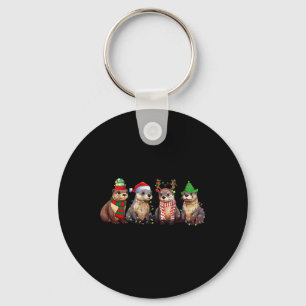 Cute Otter jul Pajama Roligt Julafton Ljus Animal Nyckelring