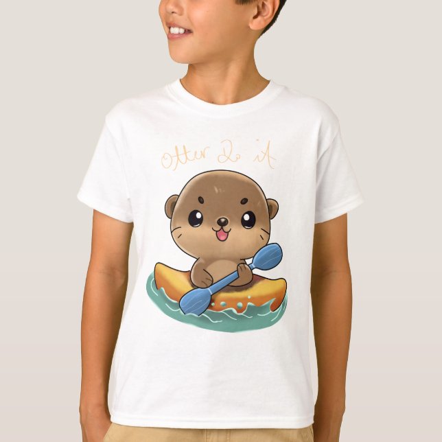 Cute Otter Kayaking T Shirt (Framsida)