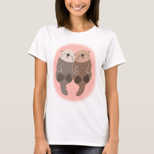 Cute Otter, koppel, låsning av Lycklig, utsida, u T Shirt