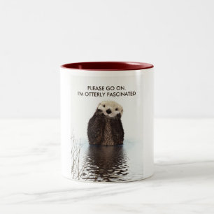 Cute Otter med Funny Pun Två-Tonad Mugg