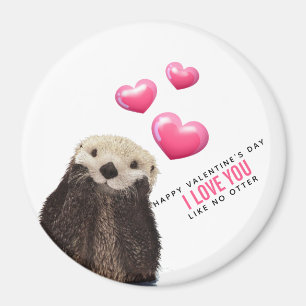 Cute Otter med Hearts Alla hjärtans dag Humor Magnet