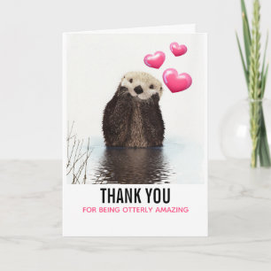 Cute Otter med Hearts Tack Kort