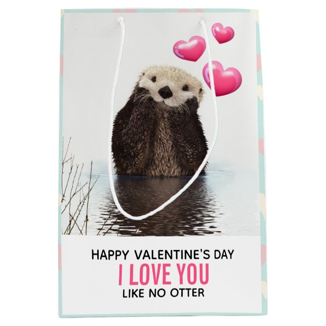 Cute Otter med Hearts Valentine Day Humor (Framsidan)
