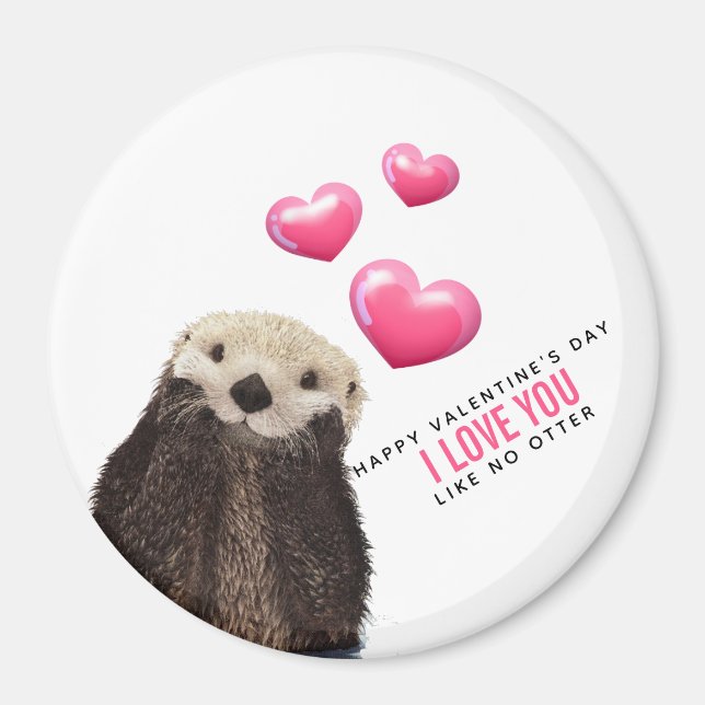 Cute Otter med Hearts Valentine Day Humor Magnet (Framsidan)