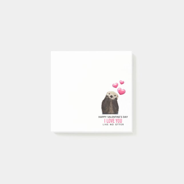Cute Otter med Hearts Valentine Day Humor Post-it Block (Framsida)