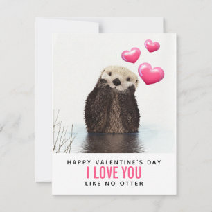 Cute Otter med hjärtans dag Julkort