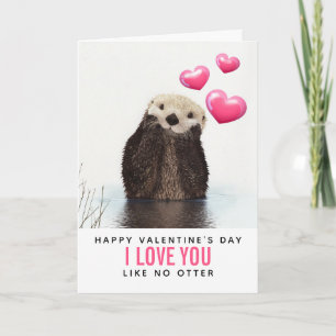 Cute Otter med hjärtans dag Kort