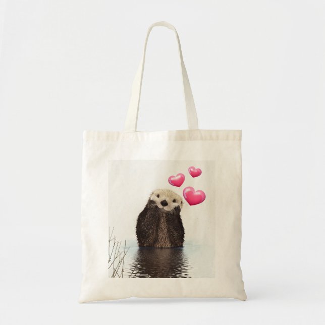 Cute Otter med Kärlek Hearts Tygkasse (Framsidan)