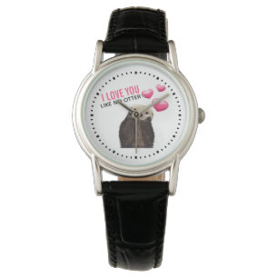 Cute Otter med Rosa Hearts Kärlek You Armbandsur