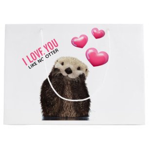 Cute Otter med Rosa Hearts Kärlek You Pun