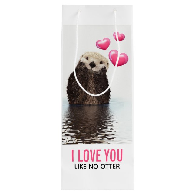 Cute Otter med Rosa Hearts Kärlek You Pun (Baksidan)