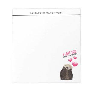 Cute Otter med Rosa Hearts Kärlek You Pun Anteckningsblock