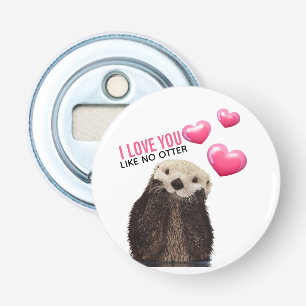 Cute Otter med Rosa Hearts Kärlek You Pun Flasköppnare