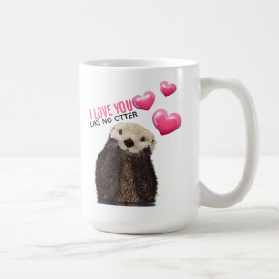 Cute Otter med Rosa Hearts Kärlek You Pun Kaffemugg