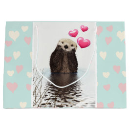 Cute Otter med Rosa Kärlek Hearts