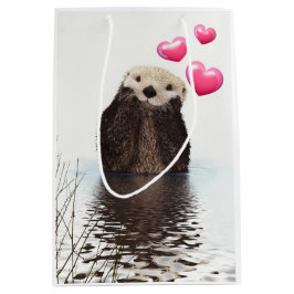 Cute Otter med Rosa Kärlek Hearts