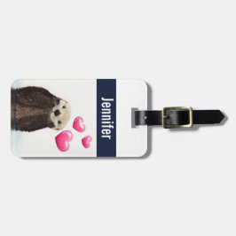 Cute Otter med Rosa Kärlek Hearts Bagagebricka