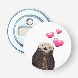 Cute Otter med Rosa Kärlek Hearts Flasköppnare