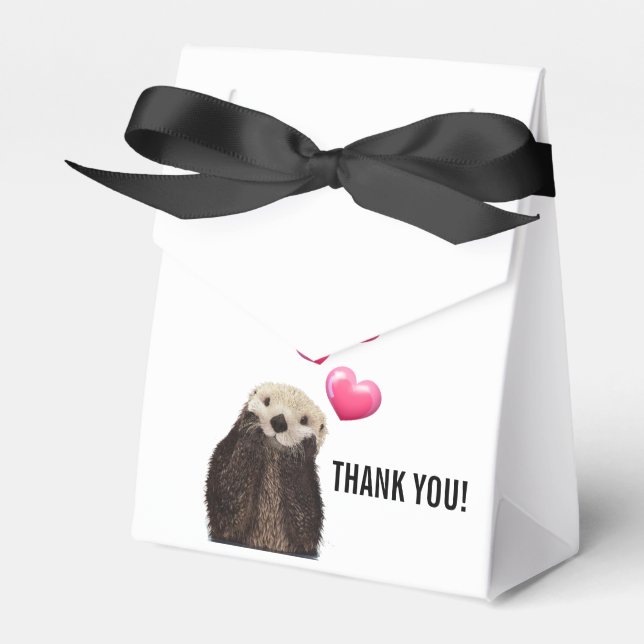 Cute Otter med Rosa Kärlek Hearts Tack Presentaskar (Framsidan Sidan)
