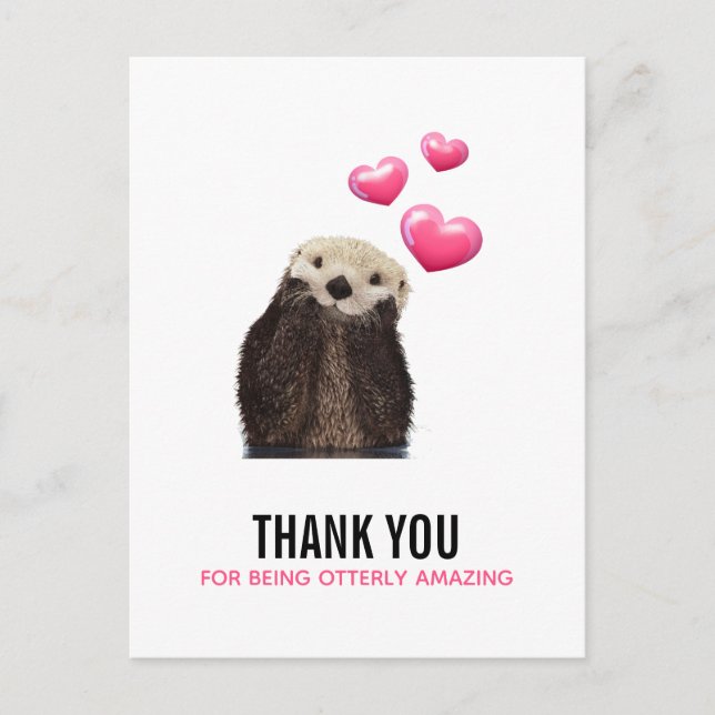 Cute Otter med Valentineser Hearts Funny Pun Vykort (Framsida)