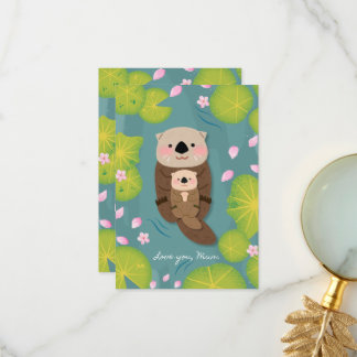 Cute Otter Mor's Day Card - Kärlek You Morsa Tack Kort