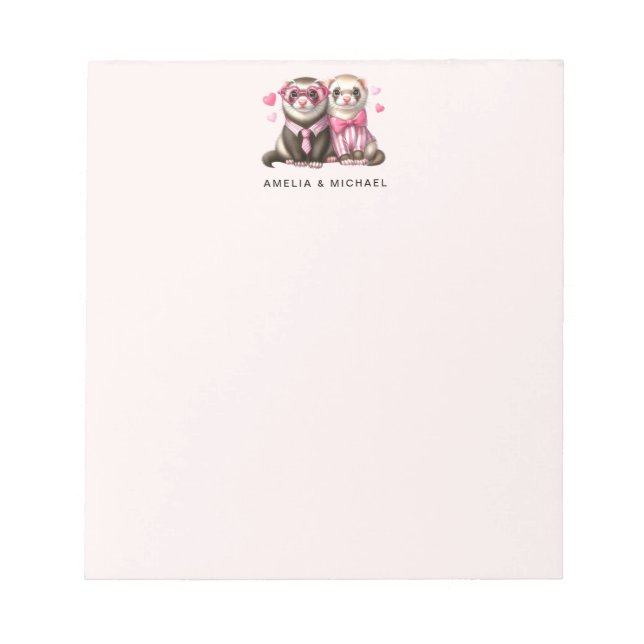 Cute Otter-paret på Alla hjärtans dag i Kärlek Anteckningsblock (Framsida)