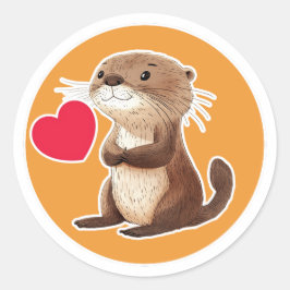 Cute Otter Runt Klistermärke