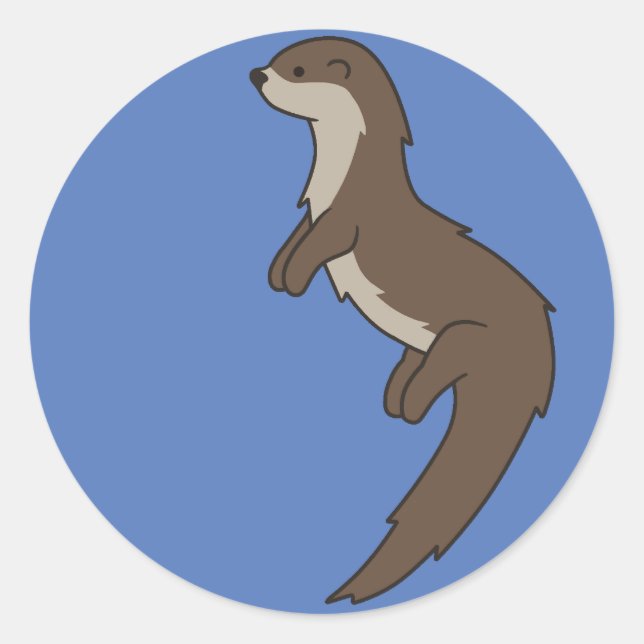 Cute Otter Sticker Runt Klistermärke (Framsida)