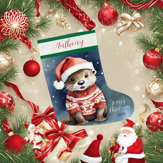 Cute Otter Stor Julstrumpa (Skapare uppladdad)