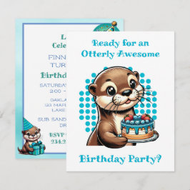 Cute Otter Thenzys Födelsedagsfest Inbjudningar