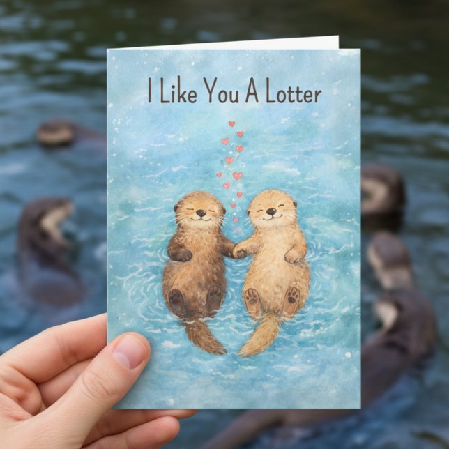 Cute Otter Valentine animal love Helgkort (Skapare uppladdad)