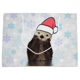 Cute Otter Wearing a Santa Hat jul