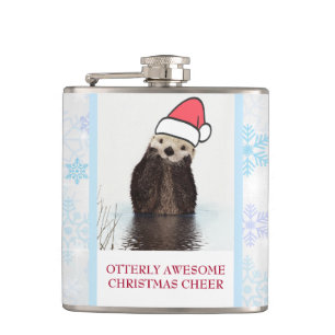 Cute Otter Wearing a Santa Hat jul Fickplunta