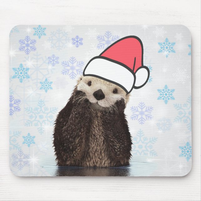 Cute Otter Wearing a Santa Hat jul Musmatta (Framsidan)