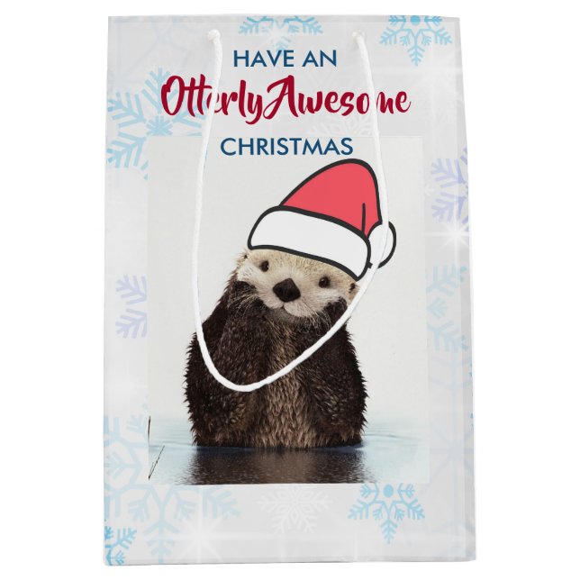Cute Otter Wearing a Santa Hat jul Pun (Framsidan)