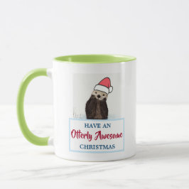 Cute Otter Wearing a Santa Hat jul Pun Mugg