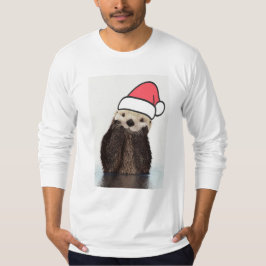 Cute Otter Wearing a Santa Hat jul T Shirt