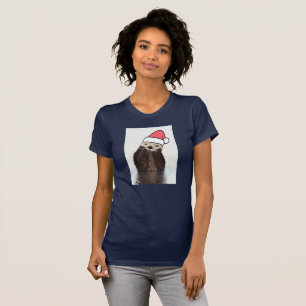 Cute Otter Wearing a Santa Hat jul T Shirt