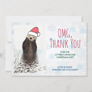 Cute Otter Wearing a Santa Hat-Tacken Tack Kort