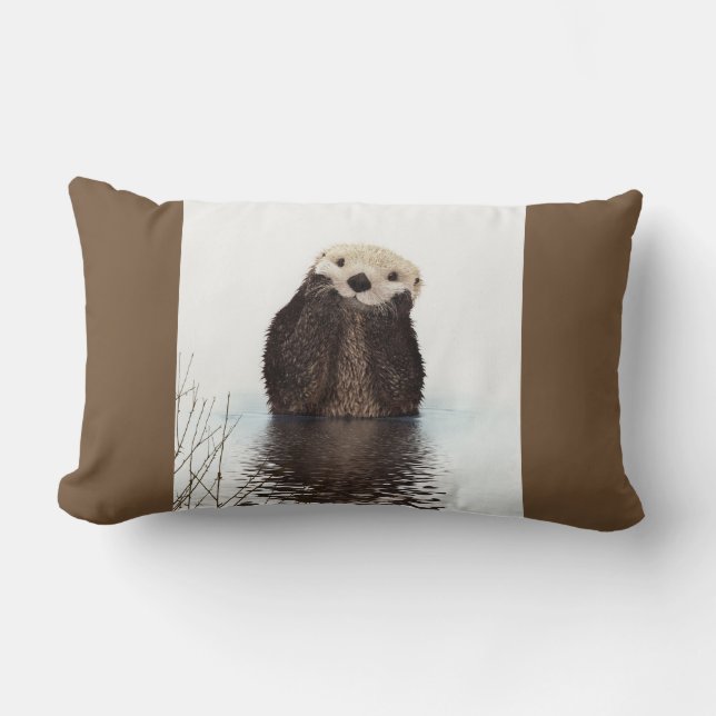 Cute Otter Wildlife-bild Lumbarkudde (Framsida)