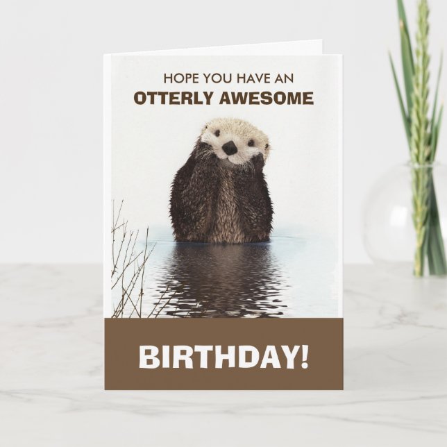 Cute Otter Wildlife Image Grattis på födelsedagen Kort (Framsida)