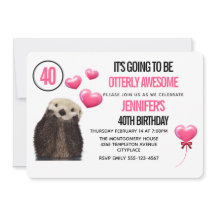 Cute Otter Wildlife med Rosa Hearts Birthday