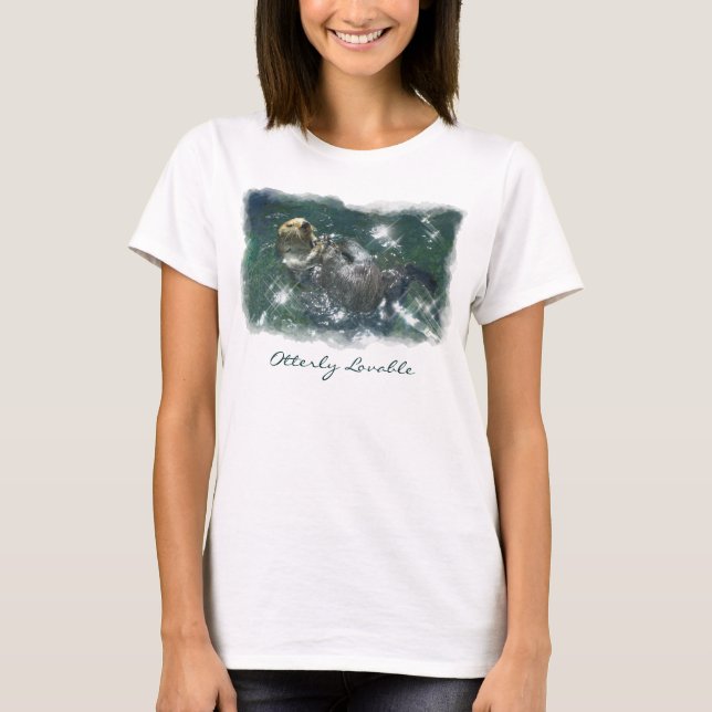 Cute Otterly Lovable Otter Photo Print Shirt Tee (Framsida)