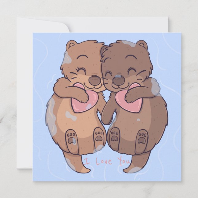 Cute Otters Julkort (Framsida)