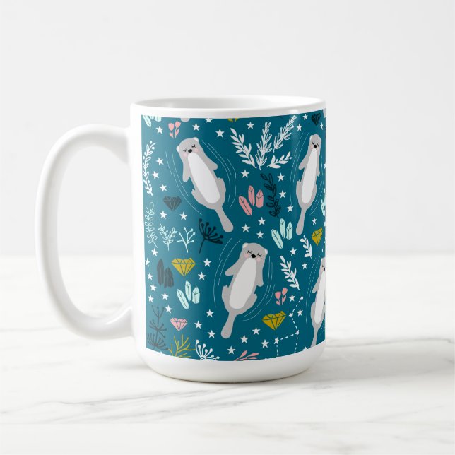 Cute Otters-kaffe Mugg (Vänster)