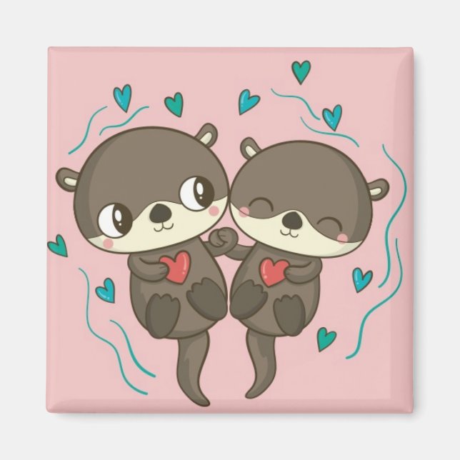 Cute Otters Magnet (Framsidan)